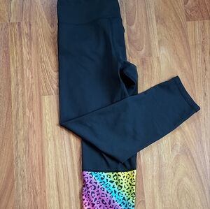 Womens Zyia Black Leggings with Rainbow Leopard Print